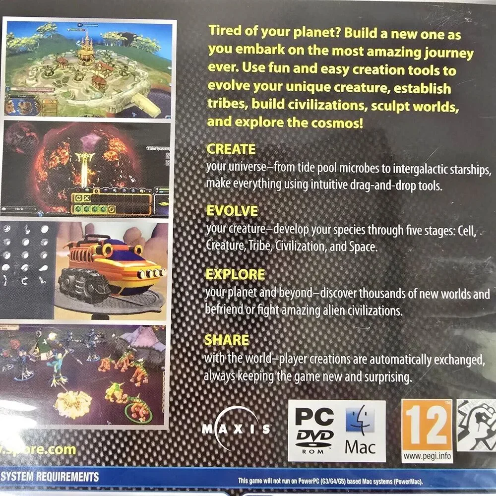Spore PC Game From The Creator of The Sims, Strategy Computer Game 2008
